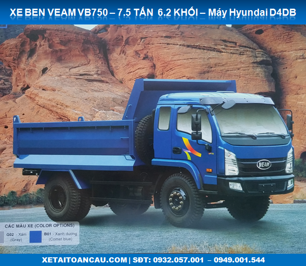 Xe Ben Veam VB750 7.5 tấn 6.2 khối