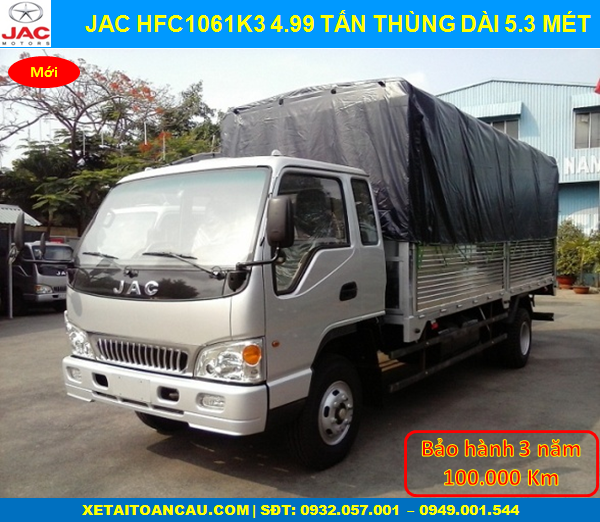 Xe tải JAC 4.99 tấn thùng 5m3 HFC1061K3